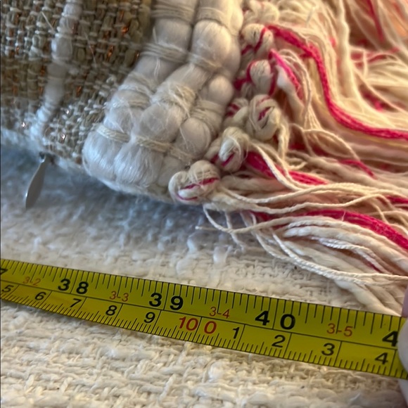 Anthropologie Striped Tasseled And Fringed Decorative Pillow 40" x 13" - Picture 9 of 10